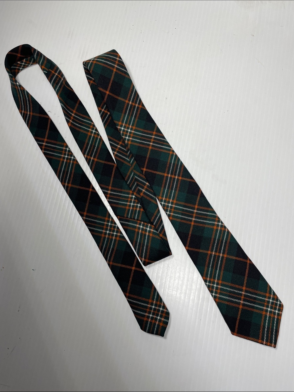 Pendleton Men’s 100% Wool Plaid Neck Tie Green Orange
